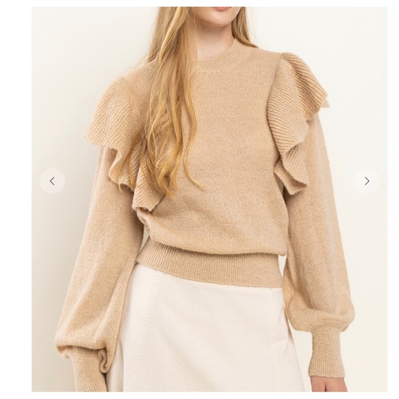 39 Boho Soft Knit Ruffle Sweater Top - Picture 1 of 6